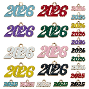 Aleación de Zinc Esmalte Número de Año 2025 2026 2027 2028 Dijes Solo Colgantes Para DIY Collar Pulsera Regalo de Graduación Accesorios de Joyería