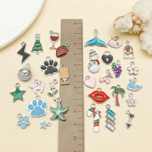 Assorted colorful enamel alloy charms featuring plants and animals for DIY jewelry making
