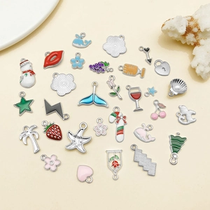 Colorful enamel alloy charms including flowers, stars and strawberries for DIY jewelry making