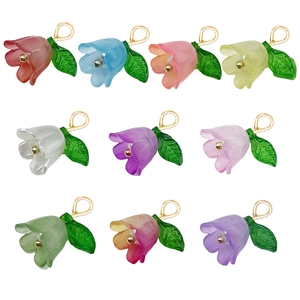 Gekleurde acryl lelietje-van-dalen hangers met groene bladeren voor DIY sieraden maken