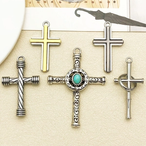 Vintage Zinklegierung Großer Kreuzanhänger Für Herren Damen Hip Hop Gothic DIY Halskette Schmuck Antik Silber Gold Schwarz
