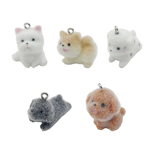 Miniature flocked West Highland terrier puppy charms for jewelry and keychains in five colors