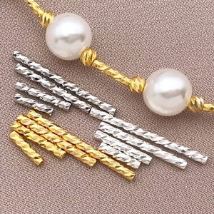 18K vergoldete facettierte Röhrchen-Abstandsperlen für DIY-Schmuck in Gold und Silber