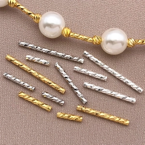 18K vergoldete facettierte Spiral-Abstandsperlen in Gold und Silber für DIY-Schmuck