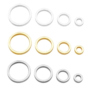 Flat round closed jump rings in 18K gold and silver finishes for DIY jewelry making
