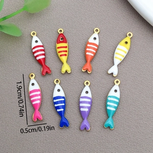 Colorful stainless steel fish charms for DIY jewelry making in eight vibrant colors