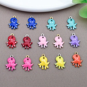 Stainless Steel Drip Oil Enamel Octopus Pendants Sea Animal Charms For DIY Jewelry Making Necklaces Bracelet Accessory
