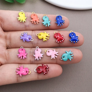 Colorful octopus enamel pendants in stainless steel for DIY jewelry making and crafts