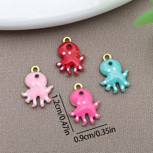 Cute octopus charms for DIY jewelry making in stainless steel with colorful enamel finish