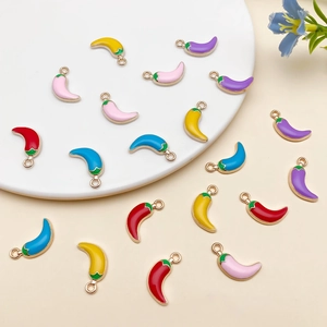 Colorful chili pepper alloy charms with drip oil finish for DIY bracelet making