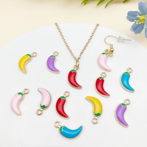 Colorful chili pepper enamel pendants in five vibrant colors for DIY jewelry making
