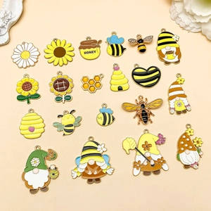Set van cartoon bijen en zonnebloem hangers van legering voor DIY sieraden maken