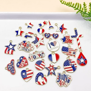 USA Independence Day charms set with red white and blue enamel for DIY crafts