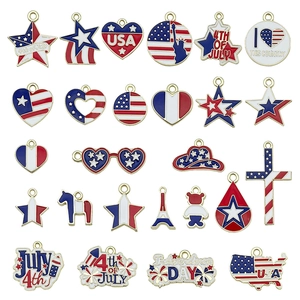 Variety of Independence Day alloy charms with red white blue enamel finish for DIY jewelry
