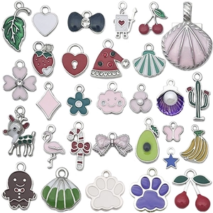 Set variado de colgantes de esmalte de colores para pulseras DIY con frutas y animales