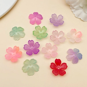 50 piezas de cuentas de pétalos de cerezo acrílico degradado 18mm para joyería DIY