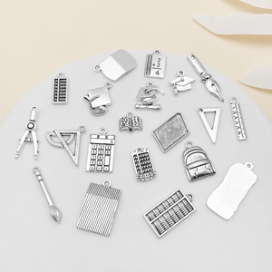 Antik-silberne Zinklegierung Schulmotive Anhänger Set mit Abakus und Lineal für DIY Schmuck