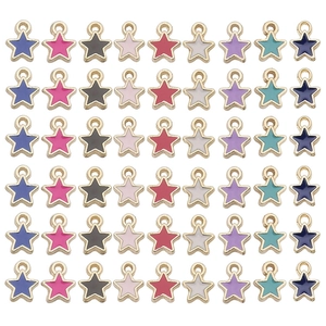 Pendentifs étoiles en émail coloré avec bordure dorée pour bijoux DIY et artisanat