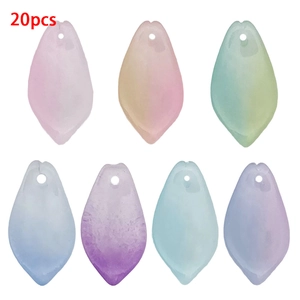 20pcs leaf-shaped gradient Czech glass lotus petals for DIY jewelry and hair accessories