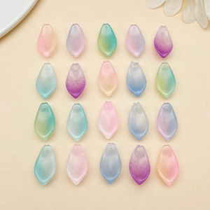 Vintage Czech Glass Lotus Petal Beads For DIY Jewelry Making Gradient Frosted Flower Petal For Hairpin Earrings Handmade
