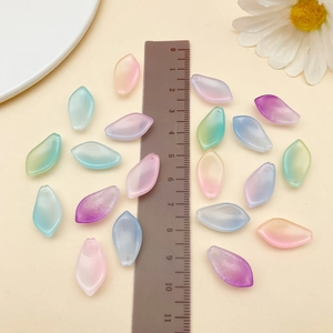 Macro shot of 20mm frosted gradient lotus petal beads for DIY handmade jewelry crafting