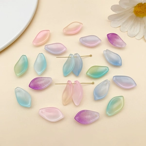 Frosted gradient Czech glass lotus petal beads for DIY hairpins and jewelry making