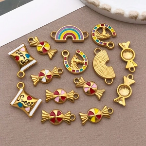 Stainless steel rainbow and cowboy bull head colorful candy charms for DIY jewelry making