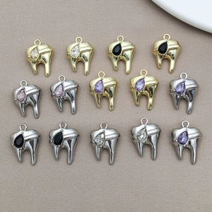 Ciondolo Creativo a Forma di Dente in Lega Con Strass a Goccia Intarsiato Oro Argento Accessori Gioielli Fai-da-te