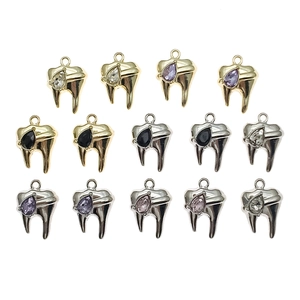 Ciondoli in lega a forma di dente con strass a goccia per creazione gioielli fai-da-te