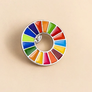 UN SDG Broche Ronde 17 Couleurs Émail Goutte d'Huile Alliage Géométrique Cercle Badge Costume Bijoux Femme Homme Collier Pendentif