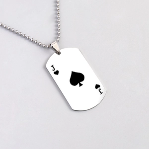 Edelstahl Spielkarte Pik J Herz Anhänger Halskette Herren Damen Minimalistisch Kugelkette Hip Hop Mode Schmuck