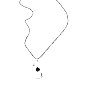 Edelstahl-Kugelkette mit kreativem Pik-Bube-Pokerkarten-Anhänger für Herren Schmuck