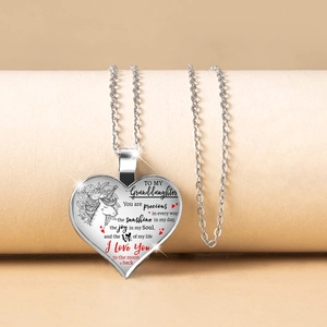 Collana a cuore argento per nipote con incisione di unicorno e dedica sentimentale