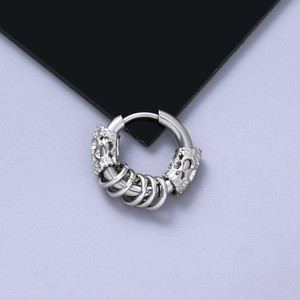Herren Punk Gothic Totenkopf Ohrring Antiksilber Legierung Retro Hip Hop Einzel Ohrring Mit Hängenden Kleinen Ringen
