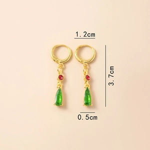 Anime Howl earrings with green water drop resin crystals and gold hooks, 3.7cm length