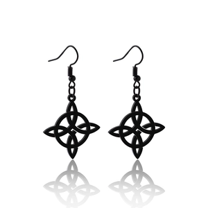Schwarze Wikinger Hexenknoten Ohrringe aus Edelstahl mit keltischem Knoten Design