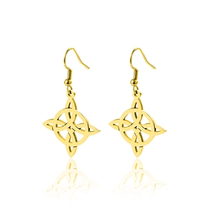 Goldene keltische Knoten Ohrhänger mit hohlem Runddesign und Wikinger-Rune-Stil