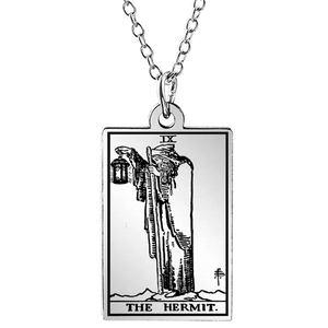 Silberner Tarot-Halskettenanhänger aus Edelstahl mit dem Motiv Der Eremit IX für Unisex-Stile