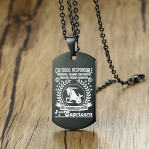 Edelstahl 12 Sternzeichen Dog Tag Anhänger Halskette Für Herren Damen Gold Silber Schwarz Lasergravur Sternbild Schmuck Geschenk