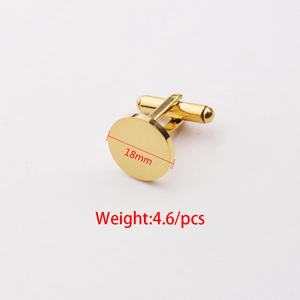 Polished gold round stainless steel cufflinks with T-bar swivel back and 18mm diameter