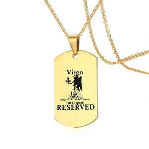 Goldene Sternzeichen Jungfrau Halskette aus Edelstahl mit poliertem Dog-Tag-Anhänger