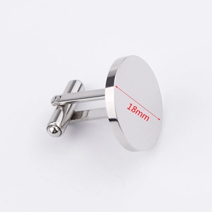 Polished 18mm round stainless steel cufflinks for men with classic swivel T-bar closure