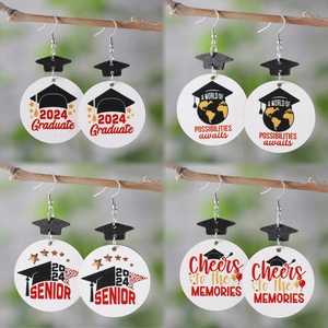 Abschluss Saison Acryl Legierung Hängerohrringe Doktorhut Design 2024 Graduate Senior Cheers To Memories Ohrringe Schmuck