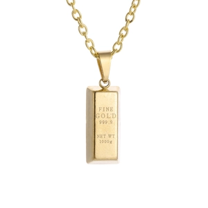 Elegant gold bar necklace for women with O-chain and engraved fine gold pendant