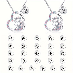 Einhorn Herz Anhänger Halskette Legierung Strass Alphabet Initial Halskette You Are Magical Schmuck Für Damen Mädchen