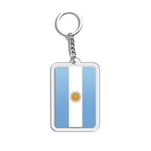 Argentijnse vlag acryl sleutelhanger met metalen ring voor trouwe voetbalfans