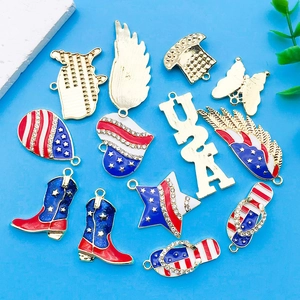 DIY American theme alloy charm set with USA letters heart and stars for jewelry making