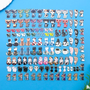 Cartoon Katze Emaille Legierung Anhänger DIY Schmuckherstellung Charms Gemischte Tieranhänger Für Armband Halskette