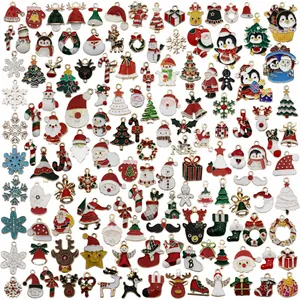 Dijes de Esmalte de Navidad Aleación de Zinc Papá Noel Reno Muñeco de Nieve Copo de Nieve Calcetines Árbol Para Hacer Joyas DIY Pulsera