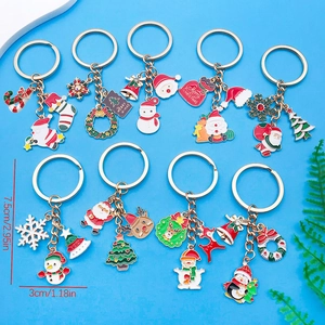 Détails de porte-clés de Noël colorés en émail avec les mesures de taille précises